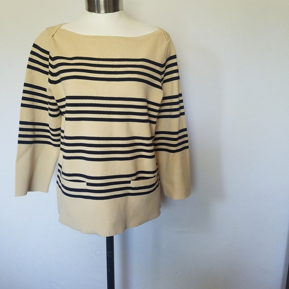 J. Crew Boatneck Popover Sweater Striped Long Slee - Picture 3 of 8